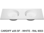 Plan vasque lavabo circulaire ⦰ 35 cm sur mesure Largeur 100 à 201 x P 40 à 51 cm Finition lisse 10 couleurs au choix, Anti bactérien Résine Akrytan® dans la masse Livraison Offerte.